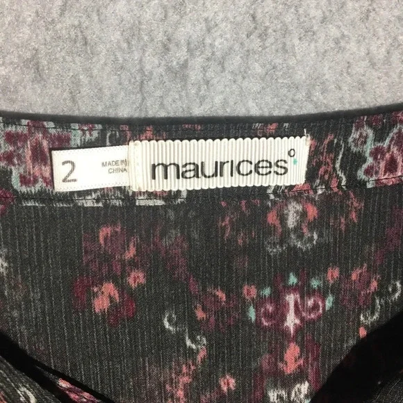 Womens Maurices Blouse Sheer Floral Patterned Casual Summer Spring Work Office - Picture 3 of 5